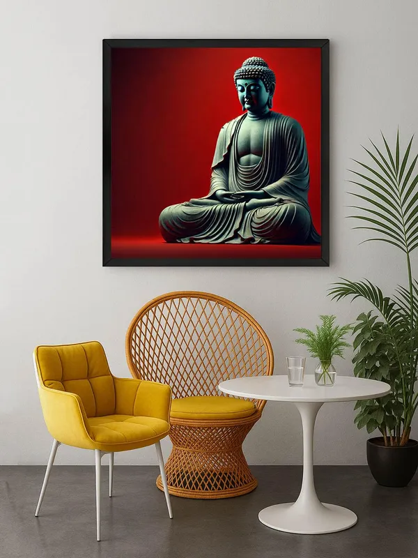 Box_Fiber_Frame_Canvas_Wrapped_Painting_of_Buddha_in_Red_Aura_-_Spiritual_Art_for_Modern_D�cor_-_24X24_Inches_(BLF24X240558)