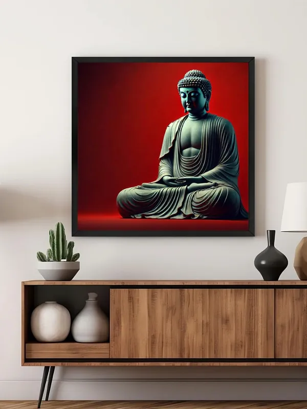 Box_Fiber_Frame_Canvas_Wrapped_Painting_of_Buddha_in_Red_Aura_-_Spiritual_Art_for_Modern_D�cor_-_24X24_Inches_(BLF24X240558)