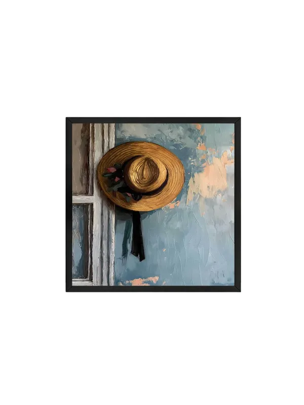 Box_Fiber_Frame_Straw_Hat_on_Wall_Canvas-Wrapped_Painting,_24X24_-_Rustic_Art_for_Cozy_and_Vintage_Interiors_(BLF24X240416)