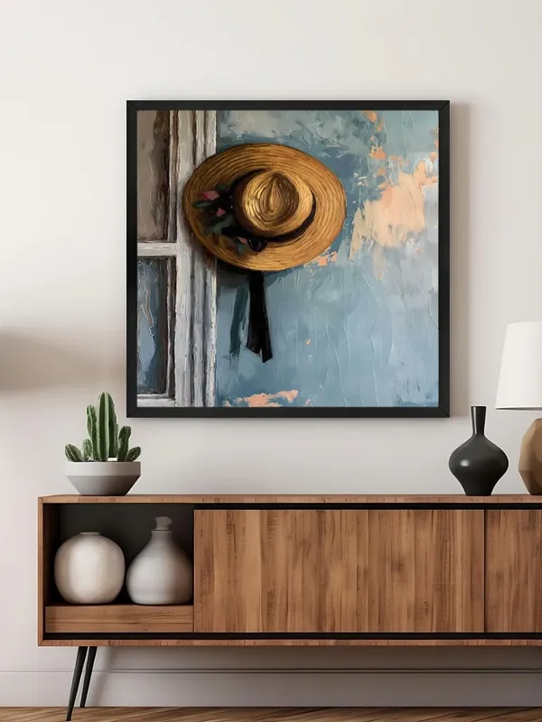 Box_Fiber_Frame_Straw_Hat_on_Wall_Canvas-Wrapped_Painting,_24X24_-_Rustic_Art_for_Cozy_and_Vintage_Interiors_(BLF24X240416)