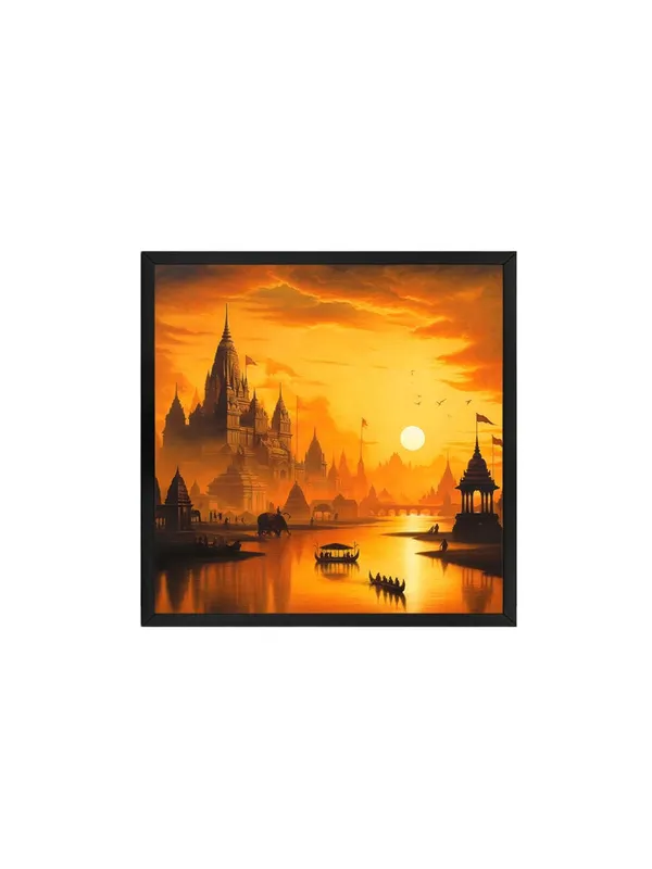 Box_Fiber_Frame_Golden_City_at_Sunset:_A_Majestic_Canvas_Painting_Depicting_Tranquility_and_Heritage_with_a_Warm_Glow_(BLF24X240303)