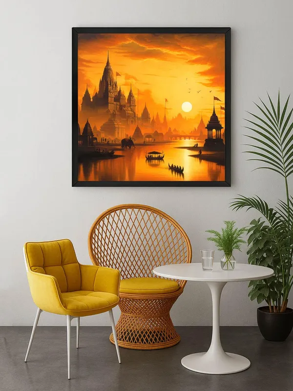 Box_Fiber_Frame_Golden_City_at_Sunset:_A_Majestic_Canvas_Painting_Depicting_Tranquility_and_Heritage_with_a_Warm_Glow_(BLF24X240303)