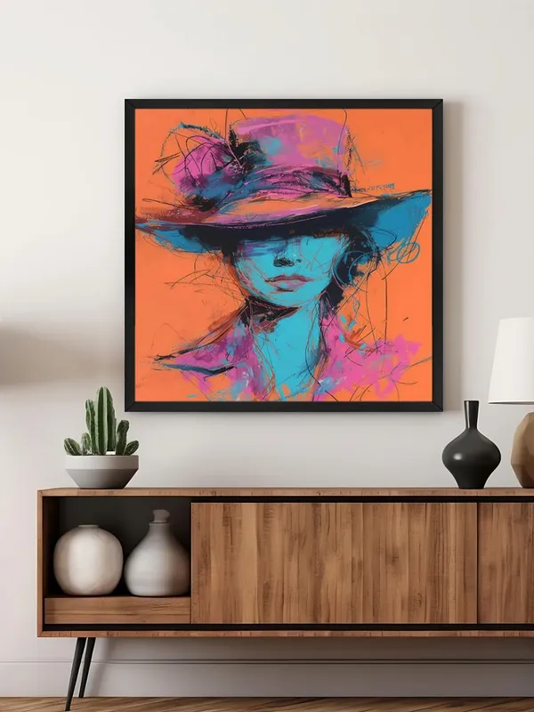 Box_Fiber_Frame_Hat_Silhouette_Canvas-Wrapped_Painting,_36X36_-_Bold_and_Colorful_Abstract_Art_for_Modern_Interiors_(BLF36X360408)