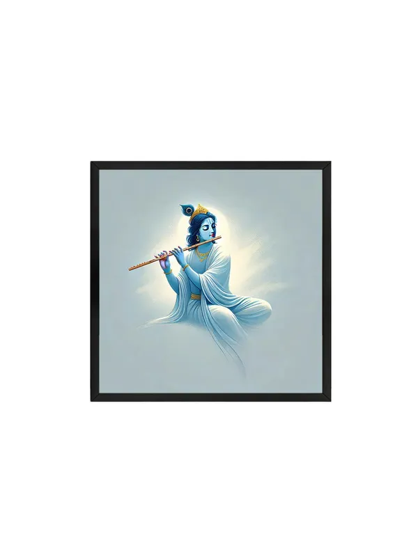 Box_Fiber_Frame_Minimalist_Krishna_Playing_Flute_Canvas-Wrapped_Painting,_�_Spiritual_Home_Accent_24X24_Inches_(BLF24X240523)