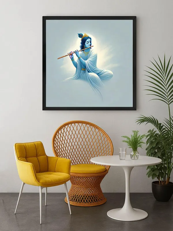 Box_Fiber_Frame_Minimalist_Krishna_Playing_Flute_Canvas-Wrapped_Painting,_�_Spiritual_Home_Accent_24X24_Inches_(BLF24X240523)