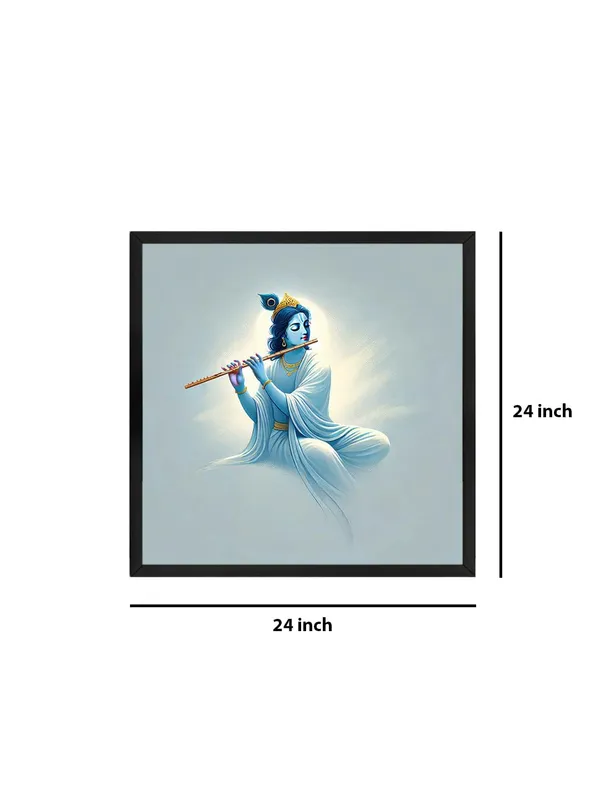 Box_Fiber_Frame_Minimalist_Krishna_Playing_Flute_Canvas-Wrapped_Painting,_�_Spiritual_Home_Accent_24X24_Inches_(BLF24X240523)