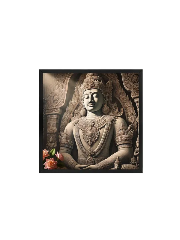 Box_Fiber_Frame_Canvas_Wrapped_Painting_of_Buddha_with_Lotus_Flowers_-_Elegant_Decor_for_Meditation_Spaces_-_36X36_Inches_(BLF36X360553)