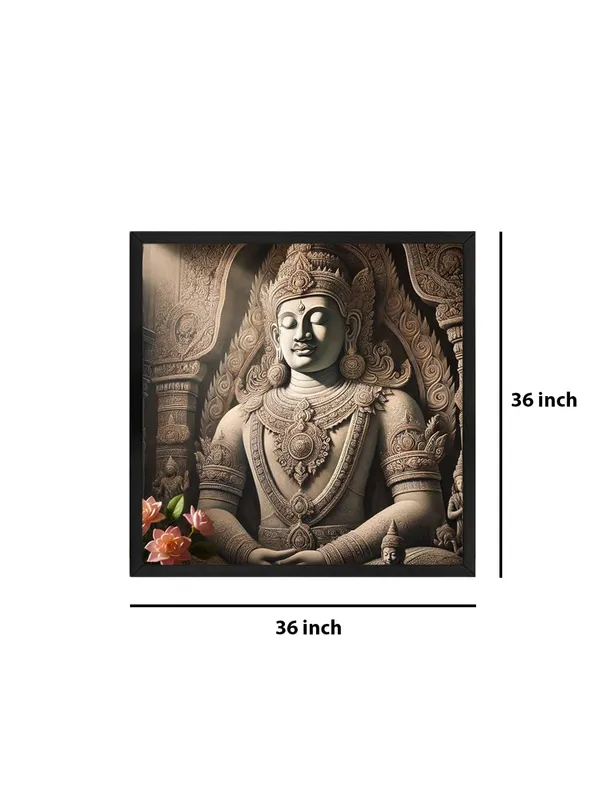 Box_Fiber_Frame_Canvas_Wrapped_Painting_of_Buddha_with_Lotus_Flowers_-_Elegant_Decor_for_Meditation_Spaces_-_36X36_Inches_(BLF36X360553)