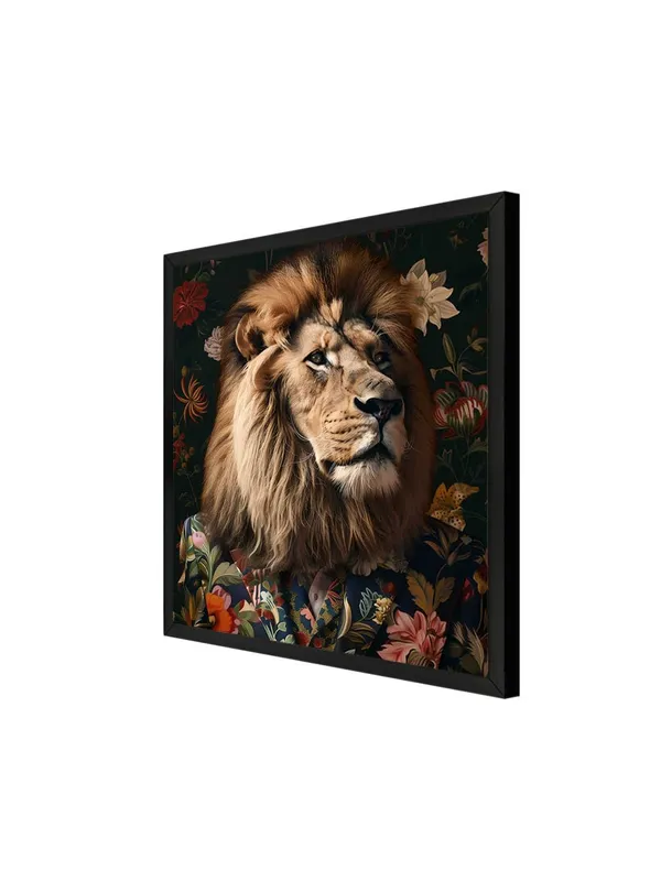 Box_Fiber_Frame_Lion_in_Floral_Jacket_Canvas-Wrapped_Painting,_36X36_Distinctive_Art_for_Contemporary_Settings_(BLF36X360326)