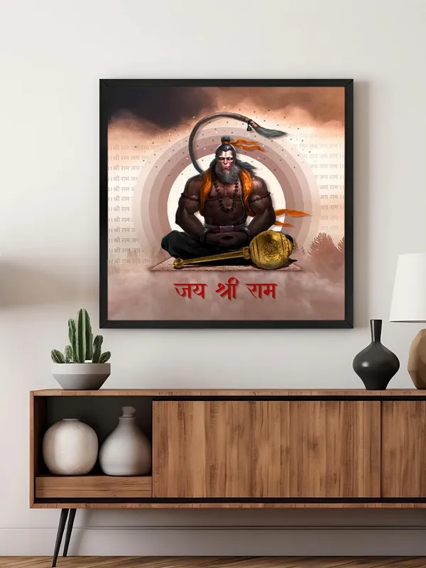 Box_Fiber_Frame_Powerful_Image_of_Hanuman_Meditating_with_Chant_of_'Jai_Shri_Ram'_-_Canvas_Painting_|_Hindu_Deity_Art,_Hanuman_Wall_Decor,_Religious_Home_Decor_(BLF24X240252)