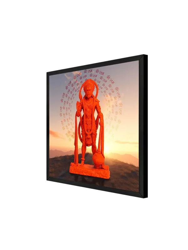 Box_Fiber_Frame_Vibrant_Hanuman_Idol_with_Chant_of_'Jai_Shri_Ram'_at_Sunset_-_Canvas_Painting_|_Spiritual_Art,_Hindu_God_Decor,_Hanuman_Devotion_Wall_Art_(BLF24X240258)