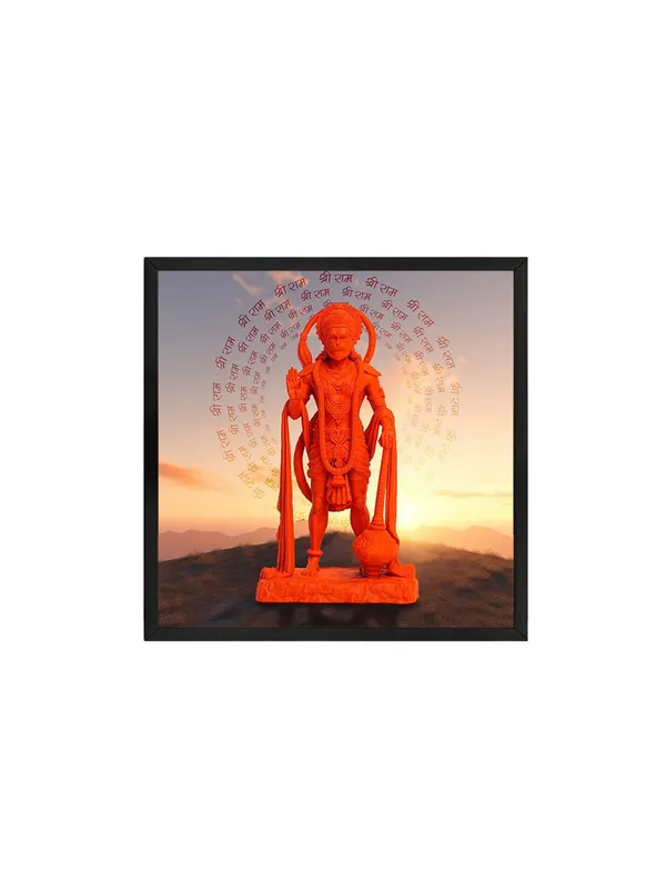 Box_Fiber_Frame_Vibrant_Hanuman_Idol_with_Chant_of_'Jai_Shri_Ram'_at_Sunset_-_Canvas_Painting_|_Spiritual_Art,_Hindu_God_Decor,_Hanuman_Devotion_Wall_Art_(BLF24X240258)