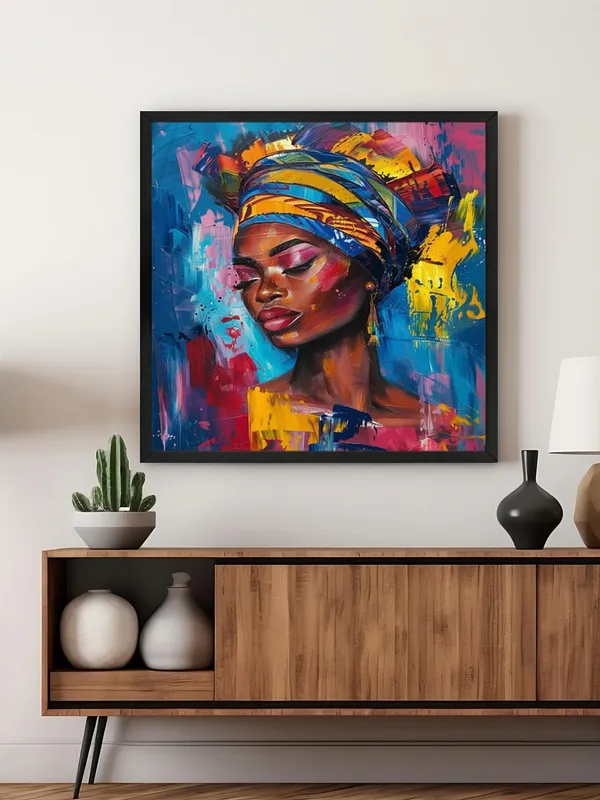 Box_Fiber_Frame_Elegant_African_Woman_Canvas-Wrapped_Painting_24X24_-_Ethnic_Wall_Art_for_Living_Room_(BLF24X240499)