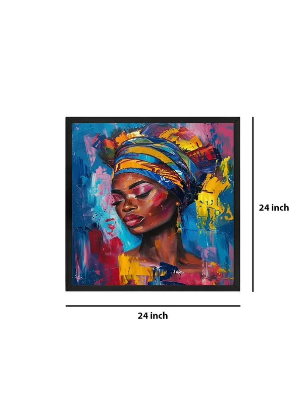 Box_Fiber_Frame_Elegant_African_Woman_Canvas-Wrapped_Painting_24X24_-_Ethnic_Wall_Art_for_Living_Room_(BLF24X240499)