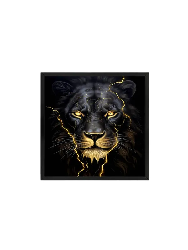 Box_Fiber_Frame_Electric_Lion_Canvas-Wrapped_Painting_36X36_-_Bold_Art_with_Lightning_Effect_(BLF36X360372)