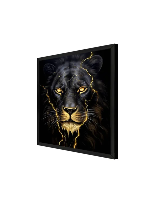 Box_Fiber_Frame_Electric_Lion_Canvas-Wrapped_Painting_36X36_-_Bold_Art_with_Lightning_Effect_(BLF36X360372)