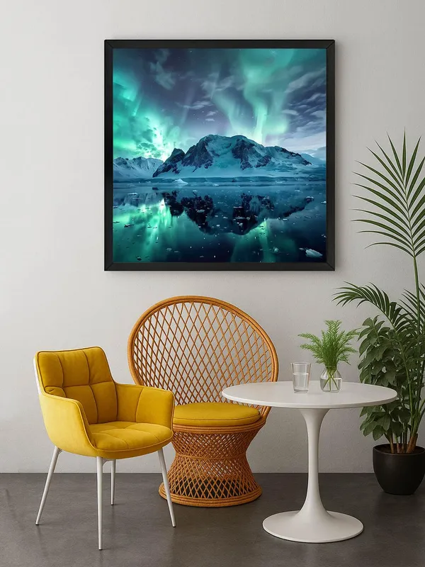Box_Fiber_Frame_Serene_Glow_Canvas-Wrapped_Painting_24X24_-_Arctic_Landscape_with_Aurora_Borealis_(BLF24X240340)
