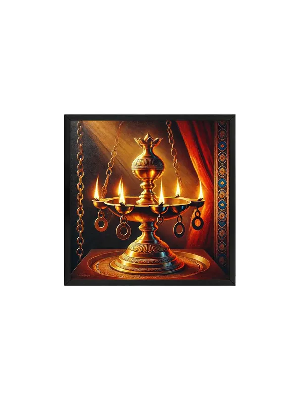 Box_Fiber_Frame_Sacred_Brass_Lamp:_A_Canvas_Painting_Capturing_the_Radiance_and_Tradition_of_an_Ornate_Flame-Lit_Lamp_(BLF36X360304)