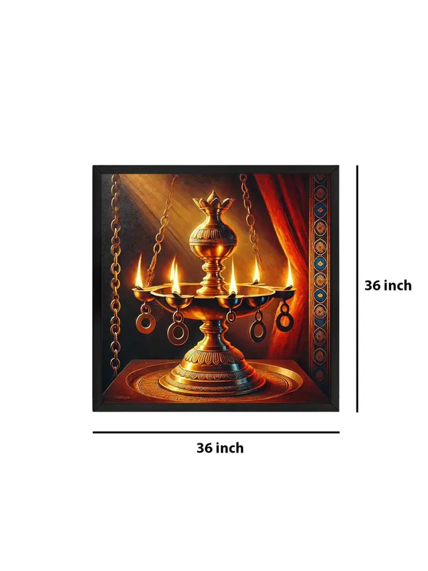 Box_Fiber_Frame_Sacred_Brass_Lamp:_A_Canvas_Painting_Capturing_the_Radiance_and_Tradition_of_an_Ornate_Flame-Lit_Lamp_(BLF36X360304)