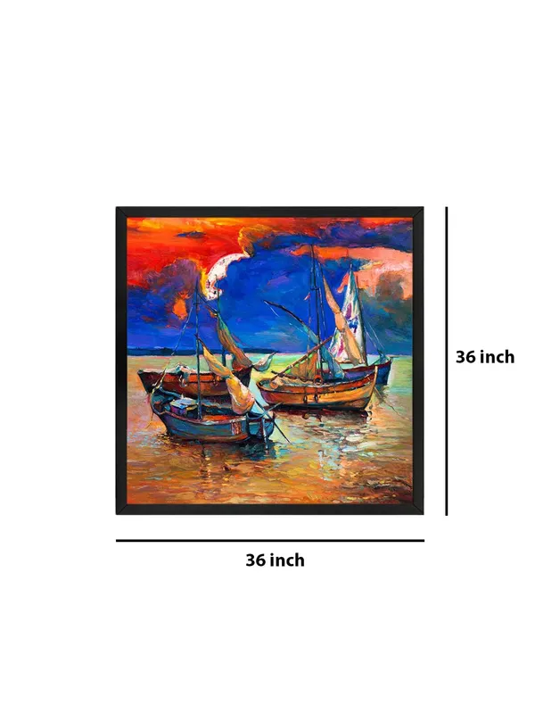 Box_Fiber_Frame_Boats_at_Twilight_Canvas-Wrapped_Painting,_36X36_Vivid_Coastal_Decor_(BLF36X360319)