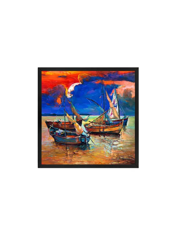 Box_Fiber_Frame_Boats_at_Twilight_Canvas-Wrapped_Painting,_36X36_Vivid_Coastal_Decor_(BLF36X360319)