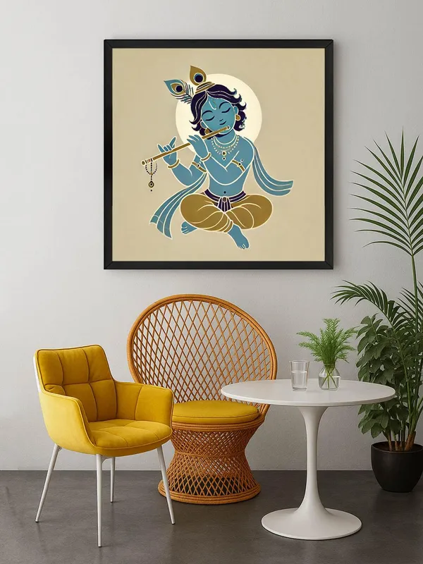 Box_Fiber_Frame_Canvas_Wrapped_Painting_of_Baby_Krishna_Playing_Flute_-_Charming_Art_for_Spiritual_Homes_-_24X24_Inches_(BLF24X240564)