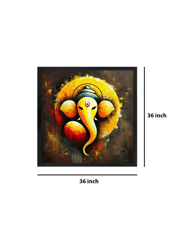 Box_Fiber_Frame_Lord_Ganesha's_Celestial_Harmony:_A_Vision_of_Divine_Power_and_Spiritual_Enlightenment_-_Canvas_Painting_(BLF36X360232)