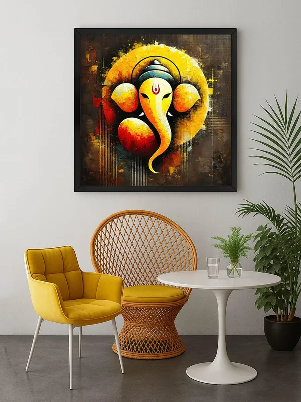 Box_Fiber_Frame_Lord_Ganesha's_Celestial_Harmony:_A_Vision_of_Divine_Power_and_Spiritual_Enlightenment_-_Canvas_Painting_(BLF36X360232)