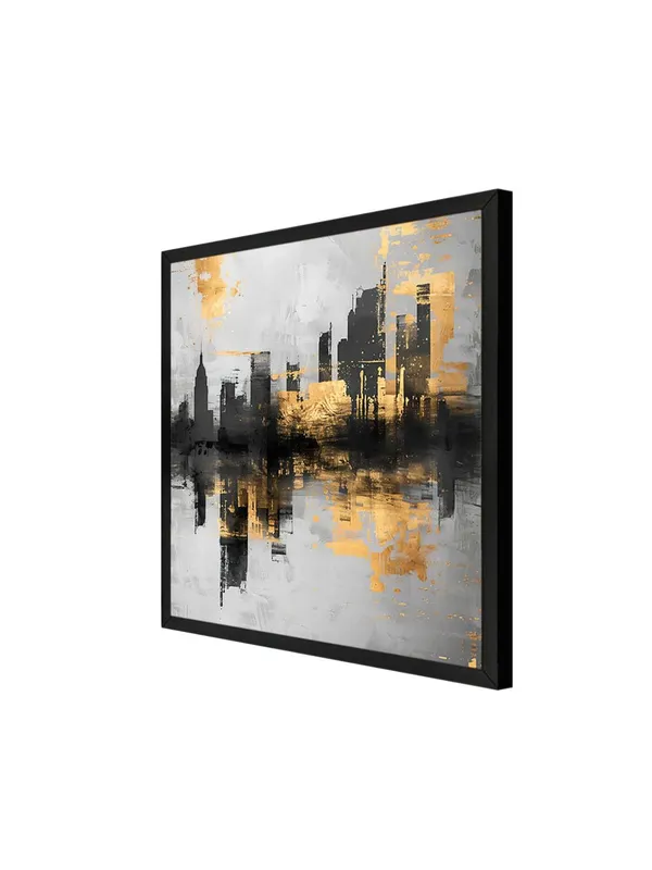 Box_Fiber_Frame_Gold_and_Black_Cityscape_Canvas-Wrapped_Painting_36X36_-_Urban_Skyline_with_Metallic_Highlights_(BLF36X360369)