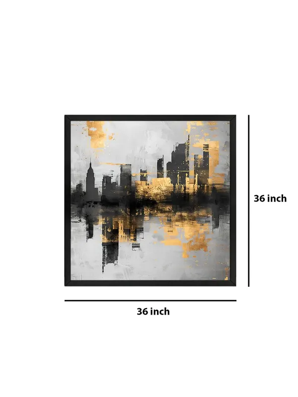 Box_Fiber_Frame_Gold_and_Black_Cityscape_Canvas-Wrapped_Painting_36X36_-_Urban_Skyline_with_Metallic_Highlights_(BLF36X360369)