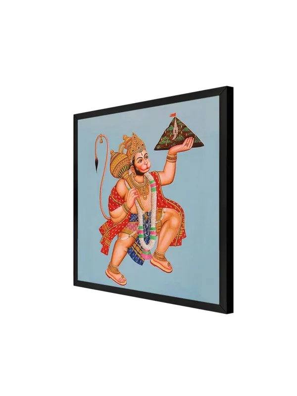 Box_Fiber_Frame_Hanuman_Carrying_the_Sanjeevani_Mountain_with_Devotion_-_Canvas_Painting_|_Ramayana_Art,_Hindu_Mythology_Decor,_Hanuman_Wall_Art_(BLF36X360256)
