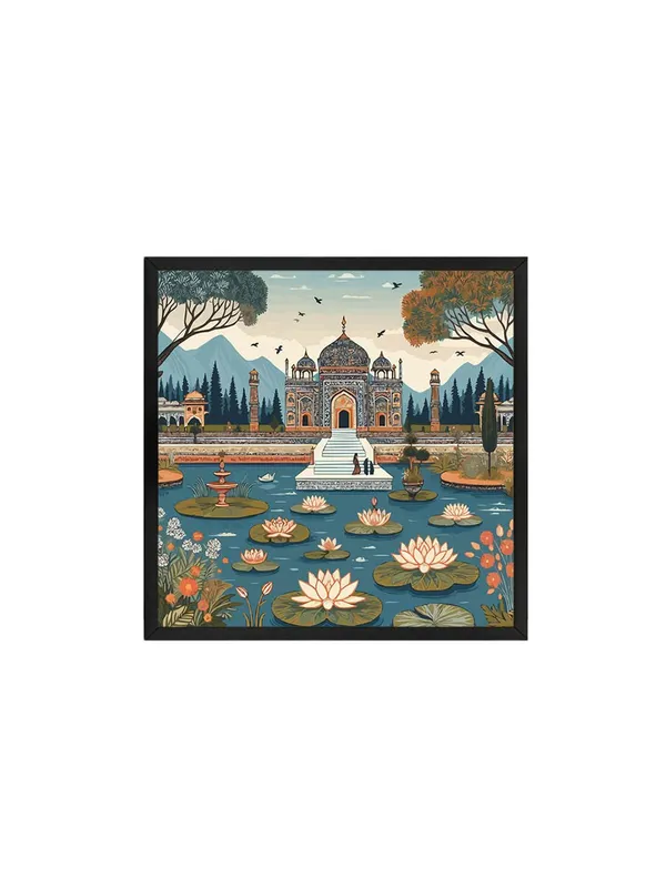 Box_Fiber_Frame_indian_art_mahal_with_women_and_flying_birds_modern_art_wall_painting_for_bedroom_indian_painting_for_wall_decoration_(BLF24X240219)
