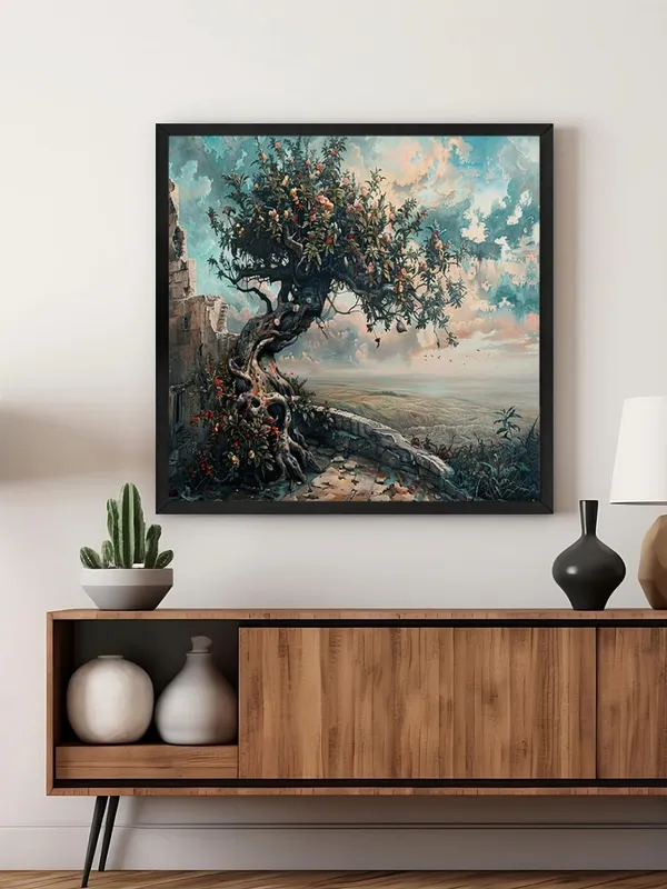 Box_Fiber_Frame_The_Timeless_Sentinel_or_The_Ancient_Tree_Overlooking_the_Valleytree_of_life_painting_(BLF24X240180)