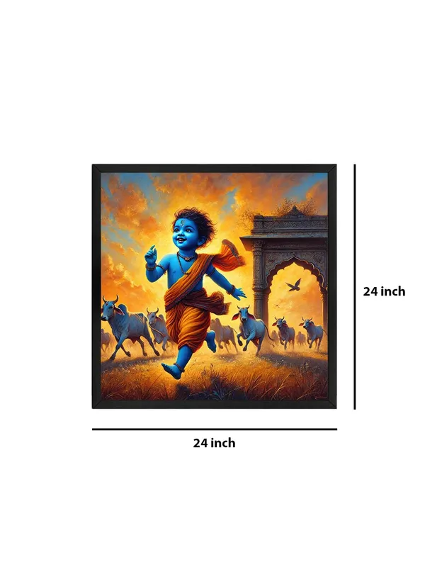 Box_Fiber_Frame_Vibrant_Canvas-Wrapped_Painting_of_Little_Krishna_in_Vrindavan_Wall_Art_Decor_for_Living_Room_and_Offices_24X24_Inches_(BLF24X240531)