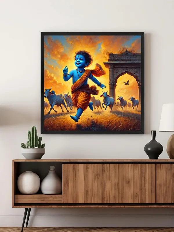 Box_Fiber_Frame_Vibrant_Canvas-Wrapped_Painting_of_Little_Krishna_in_Vrindavan_Wall_Art_Decor_for_Living_Room_and_Offices_24X24_Inches_(BLF24X240531)