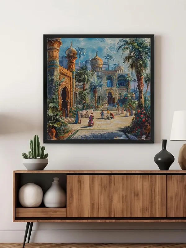 Box_Fiber_Frame_Palace_Courtyard_with_a_vibrant_courtyard_scene,_likely_from_an_oriental_or_Middle_Eastern_inspirationwall_painting_for_bedroom_(BLF24X240196)