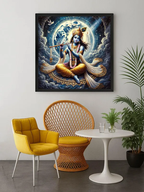 Box_Fiber_Frame_Divine_Krishna_with_Flute_under_Full_Moon_Canvas-Wrapped_Painting,_�_Tranquil_D�cor_24X24_Inches_(BLF24X240522)