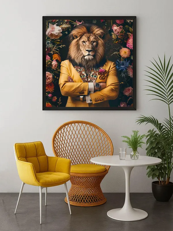 Box_Fiber_Frame_Golden_Lion_Portrait_Canvas-Wrapped_Painting_24X24_-_Modern_Art_for_Stylish_Interiors_(BLF24X240329)