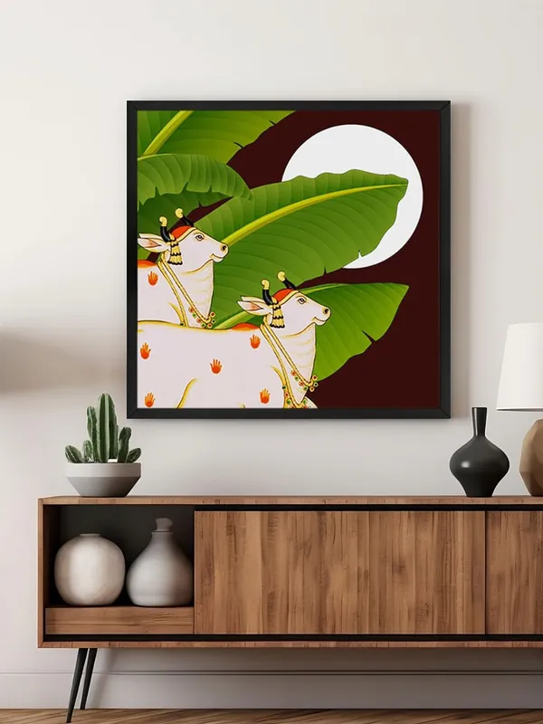 Box_Fiber_Frame_Traditional_Indian_Cow_Art_Print_-_Decorative_White_Cows_with_Lush_Green_Leaves_and_Full_Moon_for_Vibrant_Home_D�cor_(BLF24X240164)