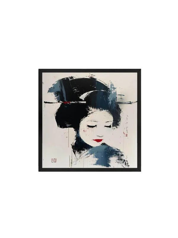 Box_Fiber_Frame_Geisha_Portrait_Canvas-Wrapped_Painting_24X24_-_Elegant_Japanese_Art_with_Minimalist_Style_(BLF24X240379)