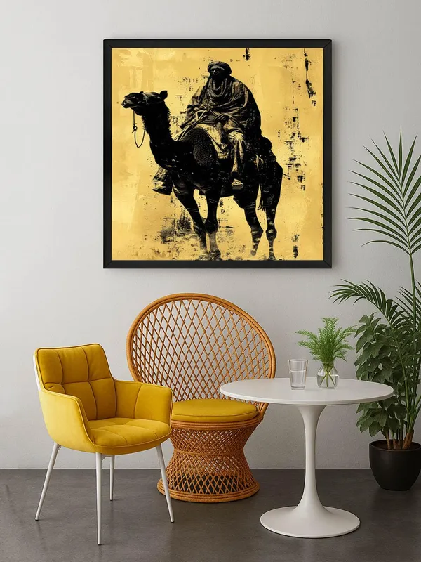 Box_Fiber_Frame_Camel_Rider_Canvas-Wrapped_Painting_36X36_-_Desert_Adventure_Silhouette_(BLF36X360353)