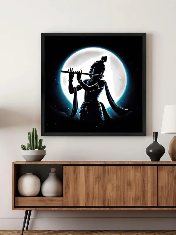 Box_Fiber_Frame_Canvas_Wrapped_Painting_of_Krishna_in_Silhouette_-_Mystical_Wall_Art_for_Meditation_Room_-_24X24_Inches_(BLF24X240543)