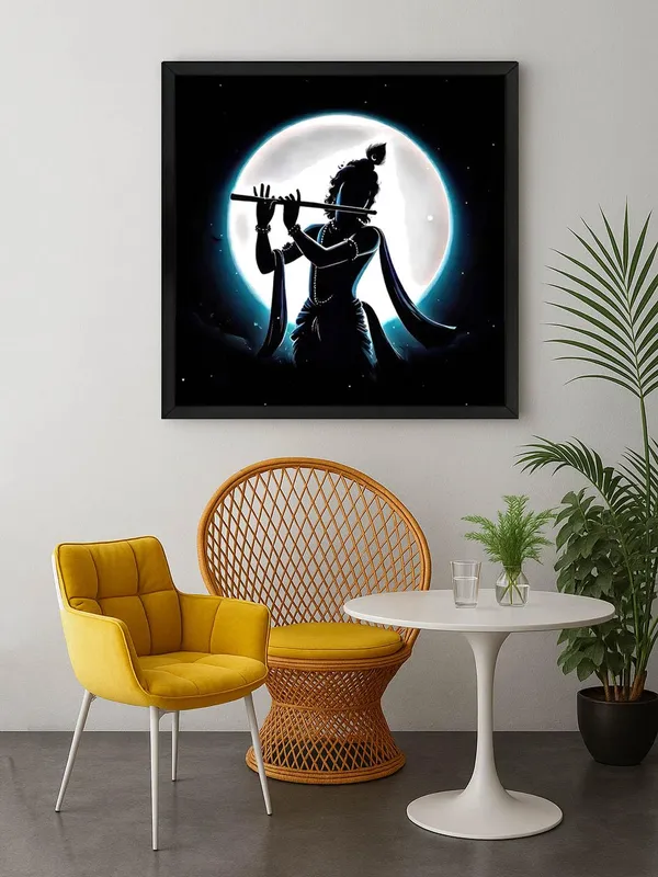 Box_Fiber_Frame_Canvas_Wrapped_Painting_of_Krishna_in_Silhouette_-_Mystical_Wall_Art_for_Meditation_Room_-_24X24_Inches_(BLF24X240543)