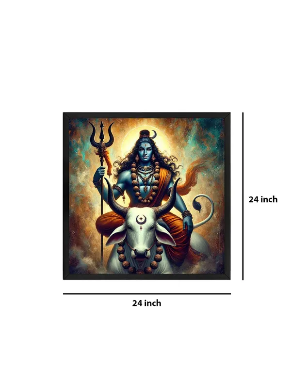 Box_Fiber_Frame_Lord_Shiva_with_Bull_Nandi_Canvas-Wrapped_Painting,_�_Hindu_Mythological_Art_24X24_Inches_(BLF24X240529)