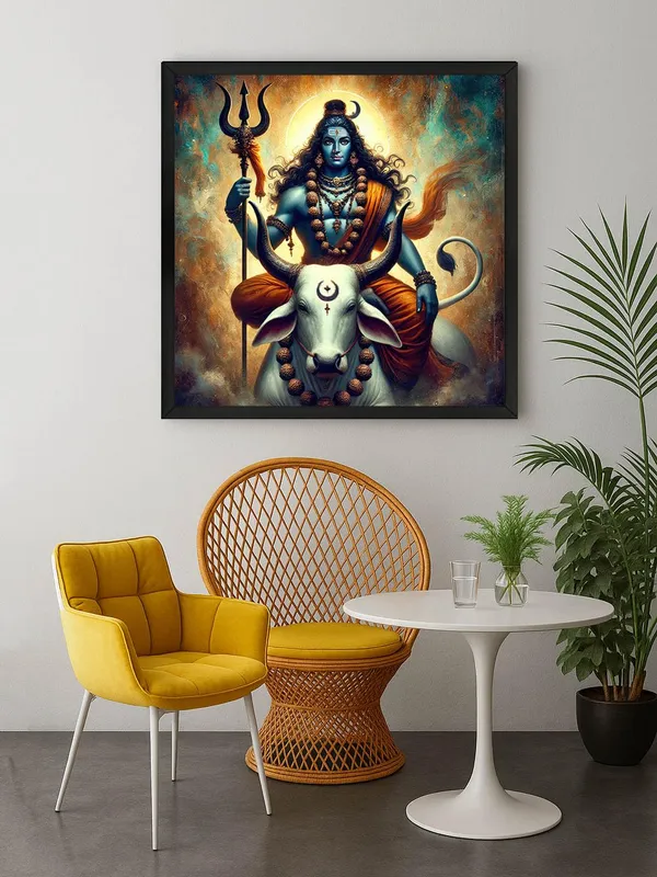 Box_Fiber_Frame_Lord_Shiva_with_Bull_Nandi_Canvas-Wrapped_Painting,_�_Hindu_Mythological_Art_24X24_Inches_(BLF24X240529)
