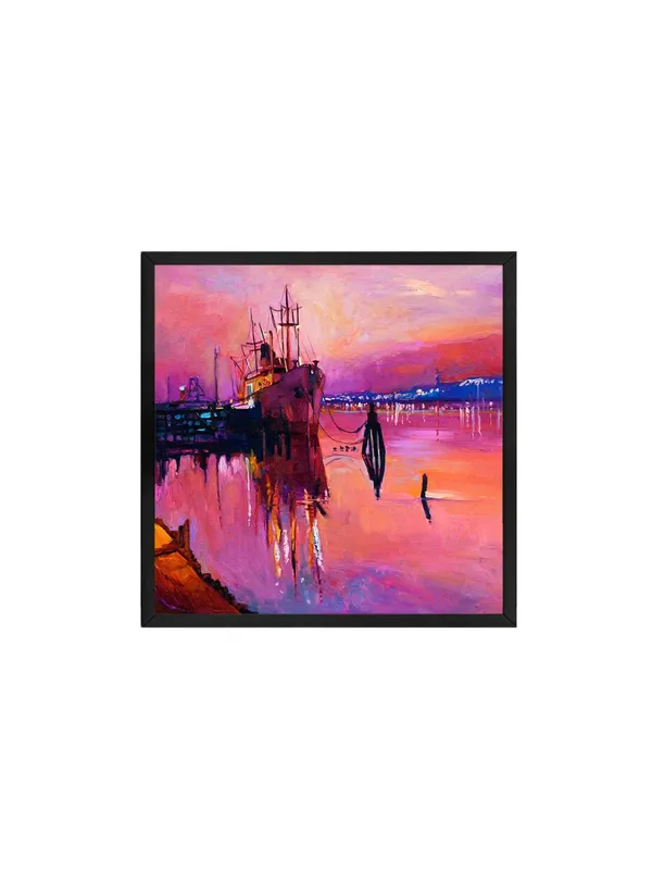 Box_Fiber_Frame_Ship_at_Pink_Sunset_Canvas-Wrapped_Painting,_24X24_Nautical_Art_for_Modern_Interiors_(BLF24X240318)