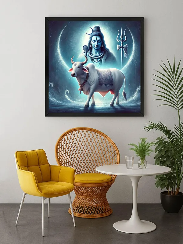 Box_Fiber_Frame_Shiva_with_Nandi_Canvas_Painting_Art:_Divine_Portrait_of_Lord_Shiva_with_His_Sacred_Bull_Nandi_for_Spiritual_Home_and_Temple_D�cor_(BLF36X360284)