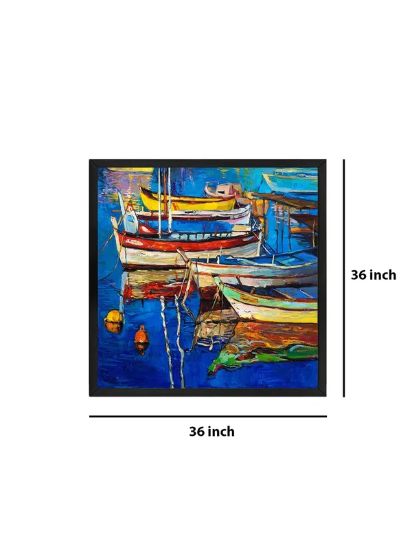 Box_Fiber_Frame_Vivid_Boats_in_Harbor_Canvas-Wrapped_Painting,_Colorful_Nautical_Decor_(BLF36X360310)