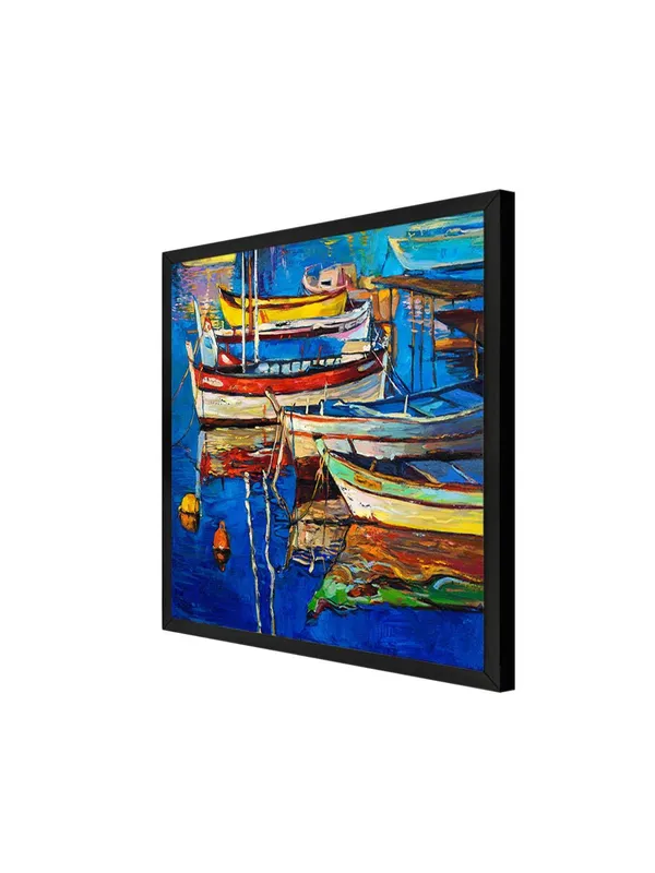 Box_Fiber_Frame_Vivid_Boats_in_Harbor_Canvas-Wrapped_Painting,_Colorful_Nautical_Decor_(BLF36X360310)