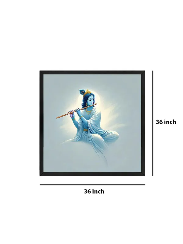 Box_Fiber_Frame_Minimalist_Krishna_Playing_Flute_Canvas-Wrapped_Painting,_�_Spiritual_Home_Accent_36X36_Inches_(BLF36X360523)